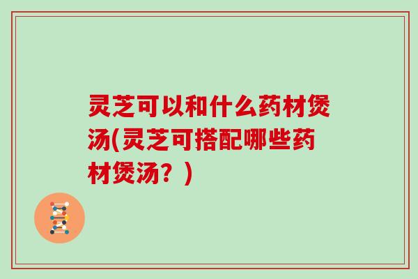 灵芝可以和什么药材煲汤(灵芝可搭配哪些药材煲汤？)