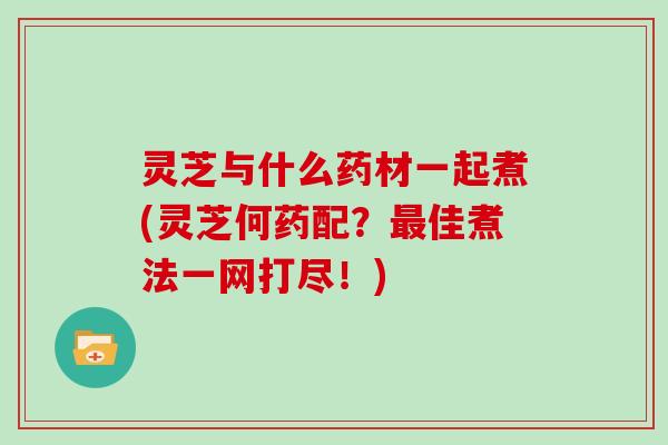 灵芝与什么药材一起煮(灵芝何药配？佳煮法一网打尽！)