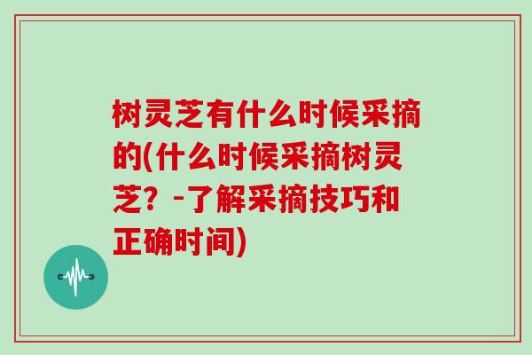 树灵芝有什么时候采摘的(什么时候采摘树灵芝？-了解采摘技巧和正确时间)