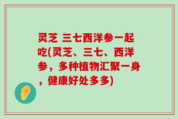 灵芝 三七西洋参一起吃(灵芝、三七、西洋参，多种植物汇聚一身，健康好处多多)