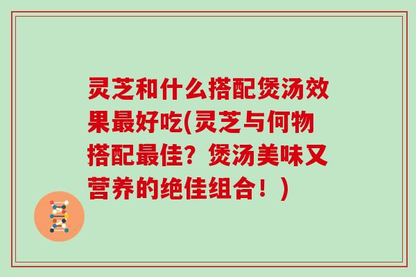 灵芝和什么搭配煲汤效果好吃(灵芝与何物搭配佳？煲汤美味又营养的绝佳组合！)