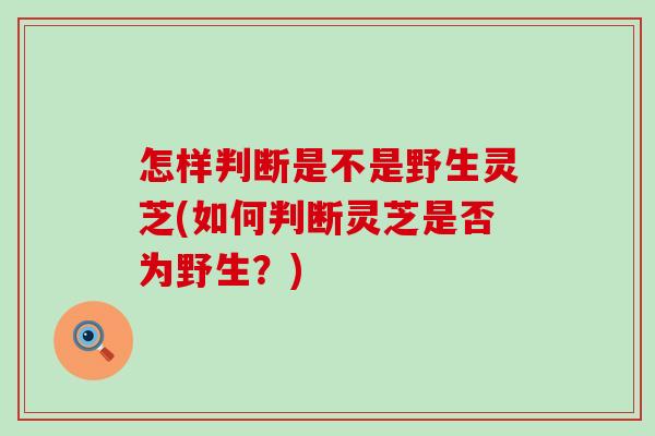 怎样判断是不是野生灵芝(如何判断灵芝是否为野生？)