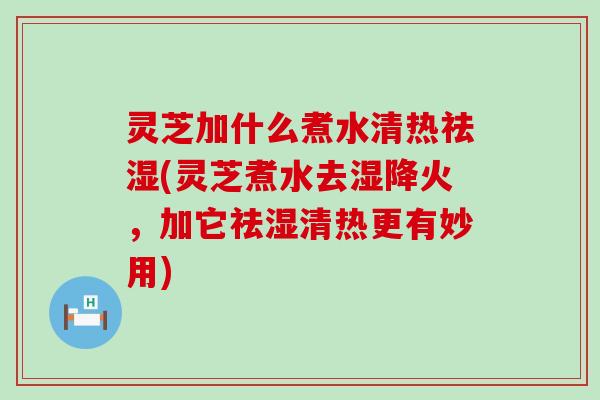 灵芝加什么煮水清热祛湿(灵芝煮水去湿降火，加它祛湿清热更有妙用)