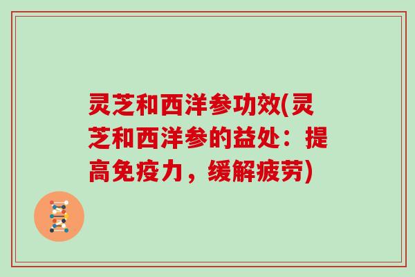 灵芝和西洋参功效(灵芝和西洋参的益处：提高免疫力，缓解疲劳)