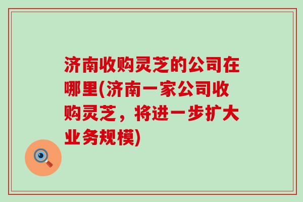 济南收购灵芝的公司在哪里(济南一家公司收购灵芝，将进一步扩大业务规模)