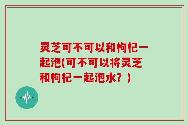 灵芝可不可以和枸杞一起泡(可不可以将灵芝和枸杞一起泡水？)