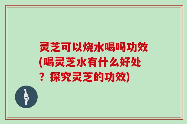 灵芝可以烧水喝吗功效(喝灵芝水有什么好处？探究灵芝的功效)