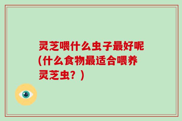 灵芝喂什么虫子好呢(什么食物适合喂养灵芝虫？)