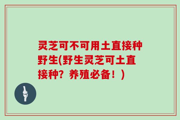 灵芝可不可用土直接种野生(野生灵芝可土直接种？养殖必备！)