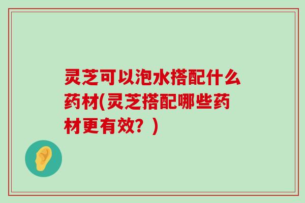 灵芝可以泡水搭配什么药材(灵芝搭配哪些药材更有效？)