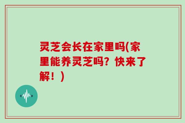 灵芝会长在家里吗(家里能养灵芝吗？快来了解！)