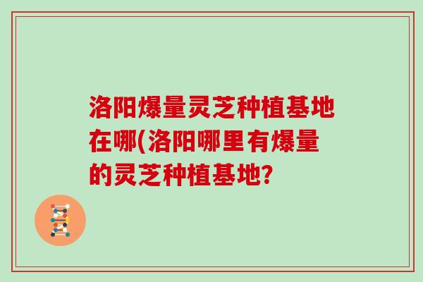 洛阳爆量灵芝种植基地在哪(洛阳哪里有爆量的灵芝种植基地？