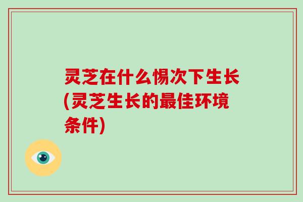 灵芝在什么惕次下生长(灵芝生长的佳环境条件)