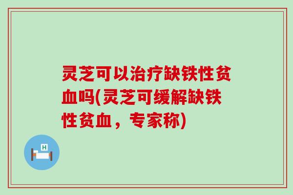 灵芝可以缺铁性贫吗(灵芝可缓解缺铁性贫，专家称)