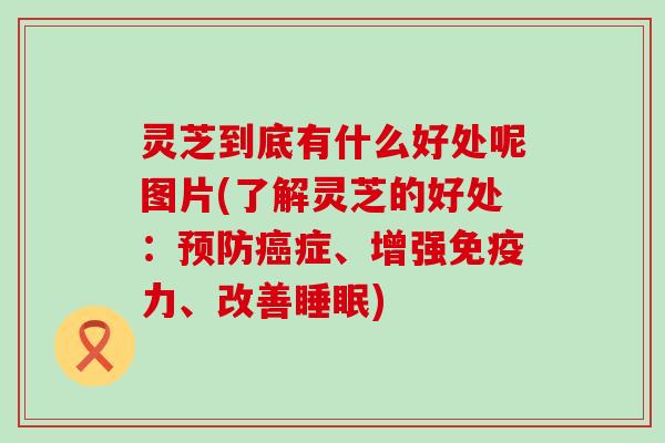 灵芝到底有什么好处呢图片(了解灵芝的好处：症、增强免疫力、改善)