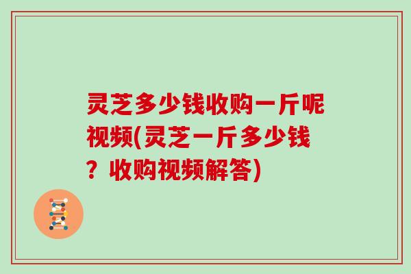 灵芝多少钱收购一斤呢视频(灵芝一斤多少钱？收购视频解答)