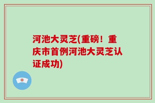 河池大灵芝(重磅！重庆市首例河池大灵芝认证成功)