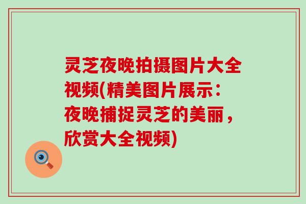 灵芝夜晚拍摄图片大全视频(精美图片展示：夜晚捕捉灵芝的美丽，欣赏大全视频)