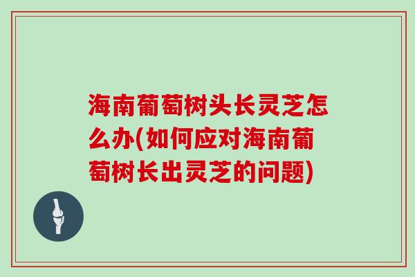 海南葡萄树头长灵芝怎么办(如何应对海南葡萄树长出灵芝的问题)