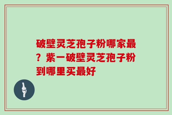 破壁灵芝孢子粉哪家？紫一破壁灵芝孢子粉到哪里买好