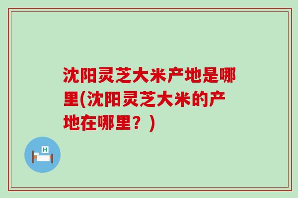 沈阳灵芝大米产地是哪里(沈阳灵芝大米的产地在哪里？)