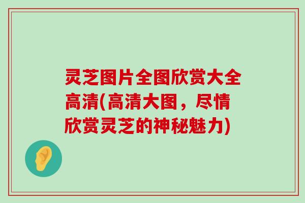 灵芝图片全图欣赏大全高清(高清大图，尽情欣赏灵芝的神秘魅力)