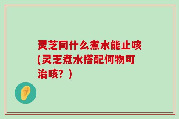 灵芝同什么煮水能止咳(灵芝煮水搭配何物可咳？)