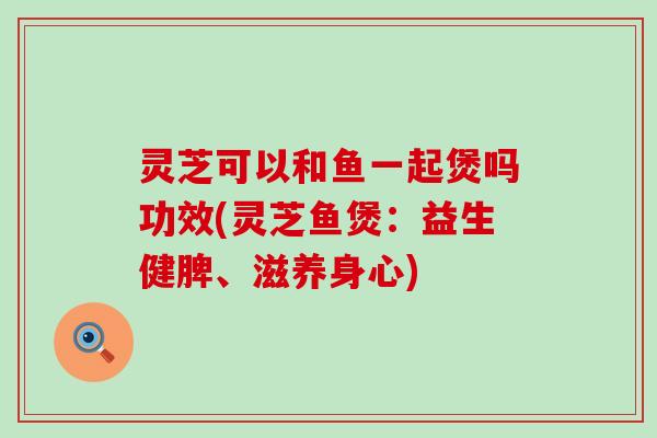 灵芝可以和鱼一起煲吗功效(灵芝鱼煲：益生健脾、滋养身心)