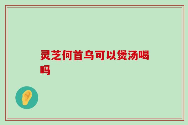 灵芝何首乌可以煲汤喝吗