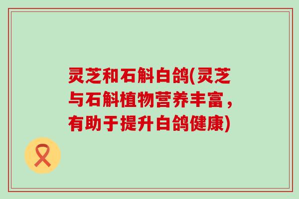 灵芝和石斛白鸽(灵芝与石斛植物营养丰富，有助于提升白鸽健康)