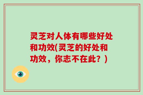 灵芝对人体有哪些好处和功效(灵芝的好处和功效，你志不在此？)