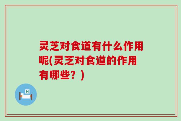 灵芝对食道有什么作用呢(灵芝对食道的作用有哪些？)