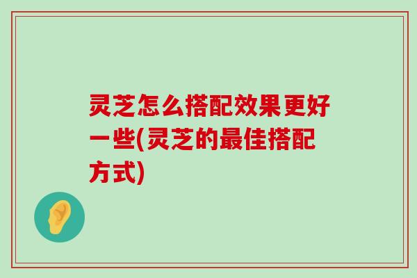 灵芝怎么搭配效果更好一些(灵芝的佳搭配方式)