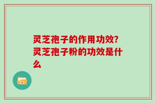 灵芝孢子的作用功效？灵芝孢子粉的功效是什么