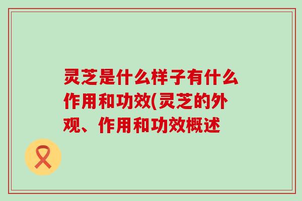 灵芝是什么样子有什么作用和功效(灵芝的外观、作用和功效概述