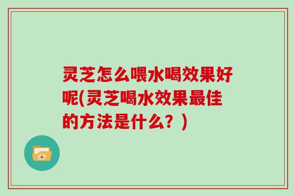 灵芝怎么喂水喝效果好呢(灵芝喝水效果佳的方法是什么？)