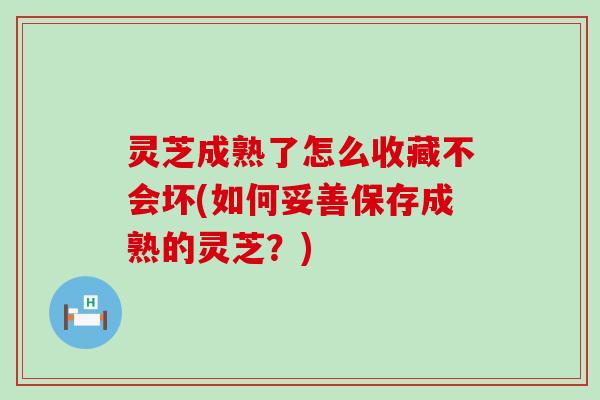 灵芝成熟了怎么收藏不会坏(如何妥善保存成熟的灵芝？)