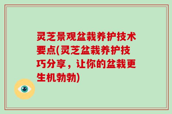 灵芝景观盆栽养护技术要点(灵芝盆栽养护技巧分享，让你的盆栽更生机勃勃)