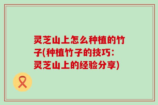 灵芝山上怎么种植的竹子(种植竹子的技巧：灵芝山上的经验分享)