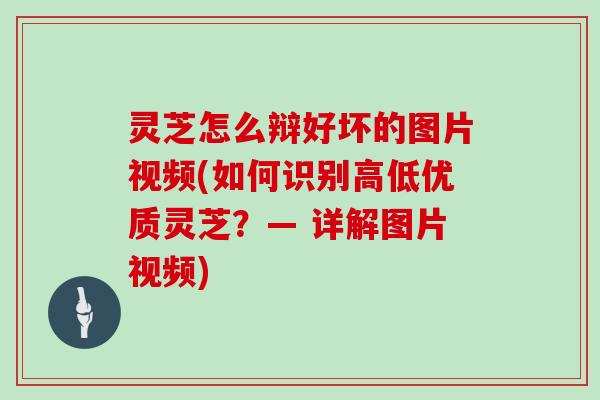 灵芝怎么辩好坏的图片视频(如何识别高低优质灵芝？— 详解图片视频)