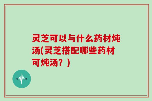 灵芝可以与什么药材炖汤(灵芝搭配哪些药材可炖汤？)