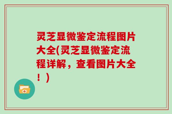 灵芝显微鉴定流程图片大全(灵芝显微鉴定流程详解，查看图片大全！)