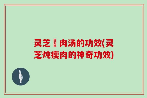 灵芝廋肉汤的功效(灵芝炖瘦肉的神奇功效)