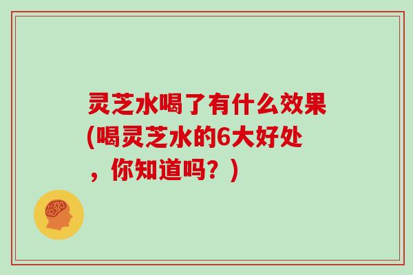 灵芝水喝了有什么效果(喝灵芝水的6大好处，你知道吗？)