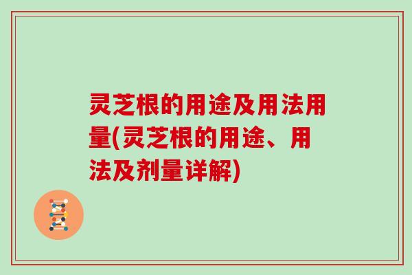 灵芝根的用途及用法用量(灵芝根的用途、用法及剂量详解)