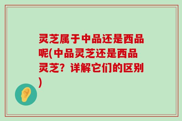 灵芝属于中品还是西品呢(中品灵芝还是西品灵芝？详解它们的区别)