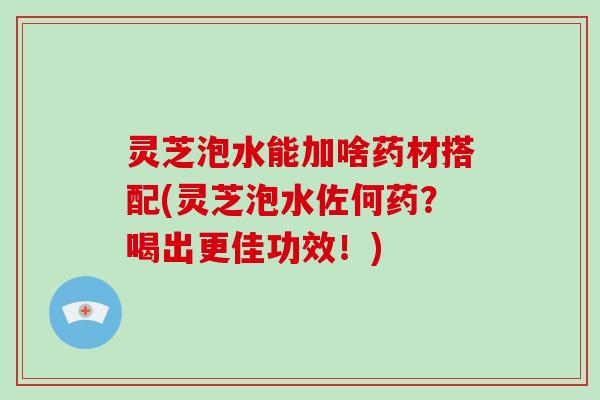 灵芝泡水能加啥药材搭配(灵芝泡水佐何药？喝出更佳功效！)