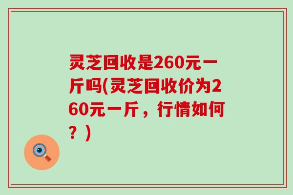 灵芝回收是260元一斤吗(灵芝回收价为260元一斤，行情如何？)