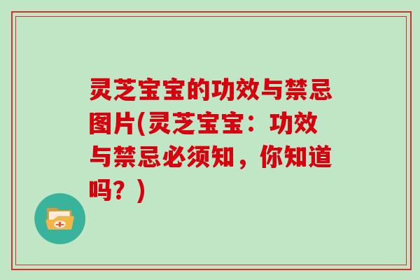 灵芝宝宝的功效与禁忌图片(灵芝宝宝：功效与禁忌必须知，你知道吗？)