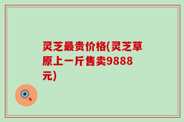 灵芝贵价格(灵芝草原上一斤售卖9888元)